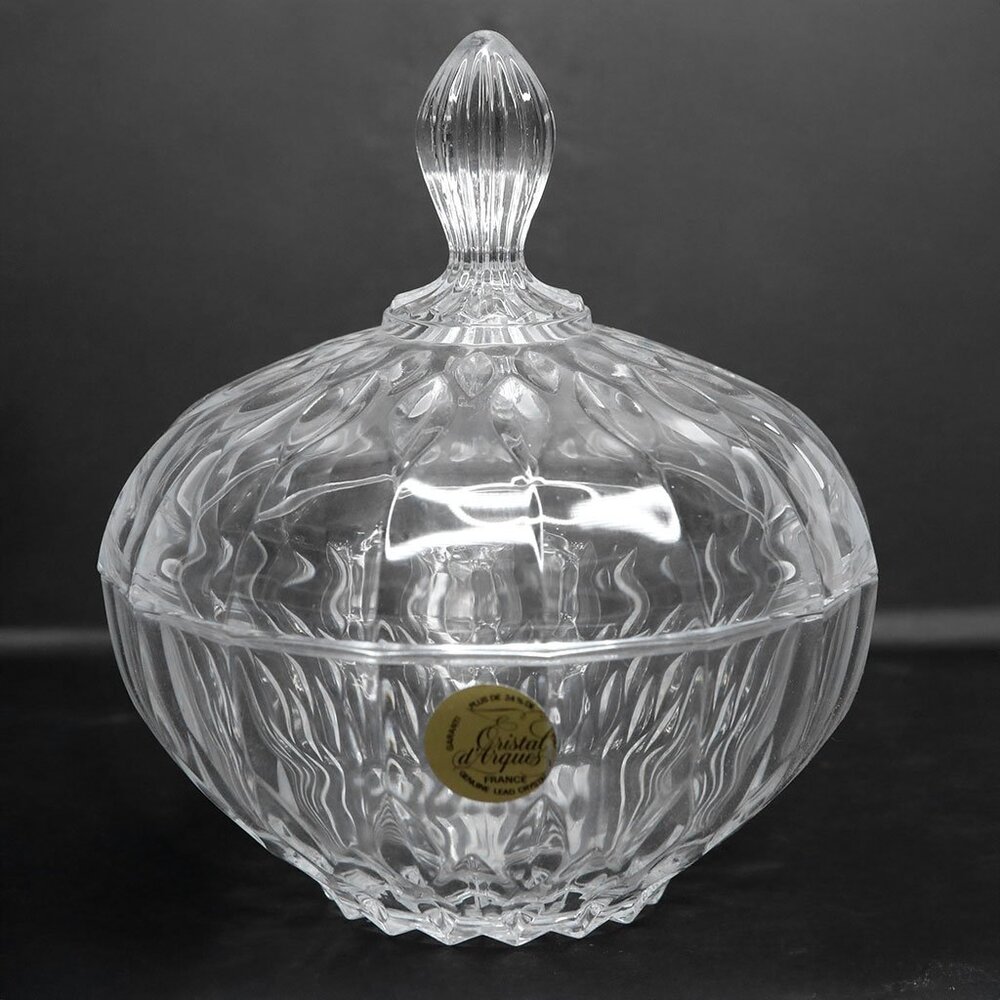 Vintage Cristal d'Arques Bretagne Crystal Candy Bonbon Dish - Made in France 90s